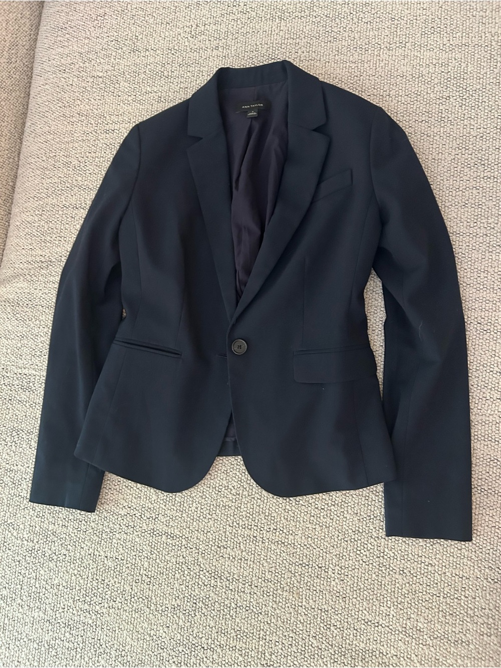 Ann Taylor Dark Navy Single-Button Tailored Blazer